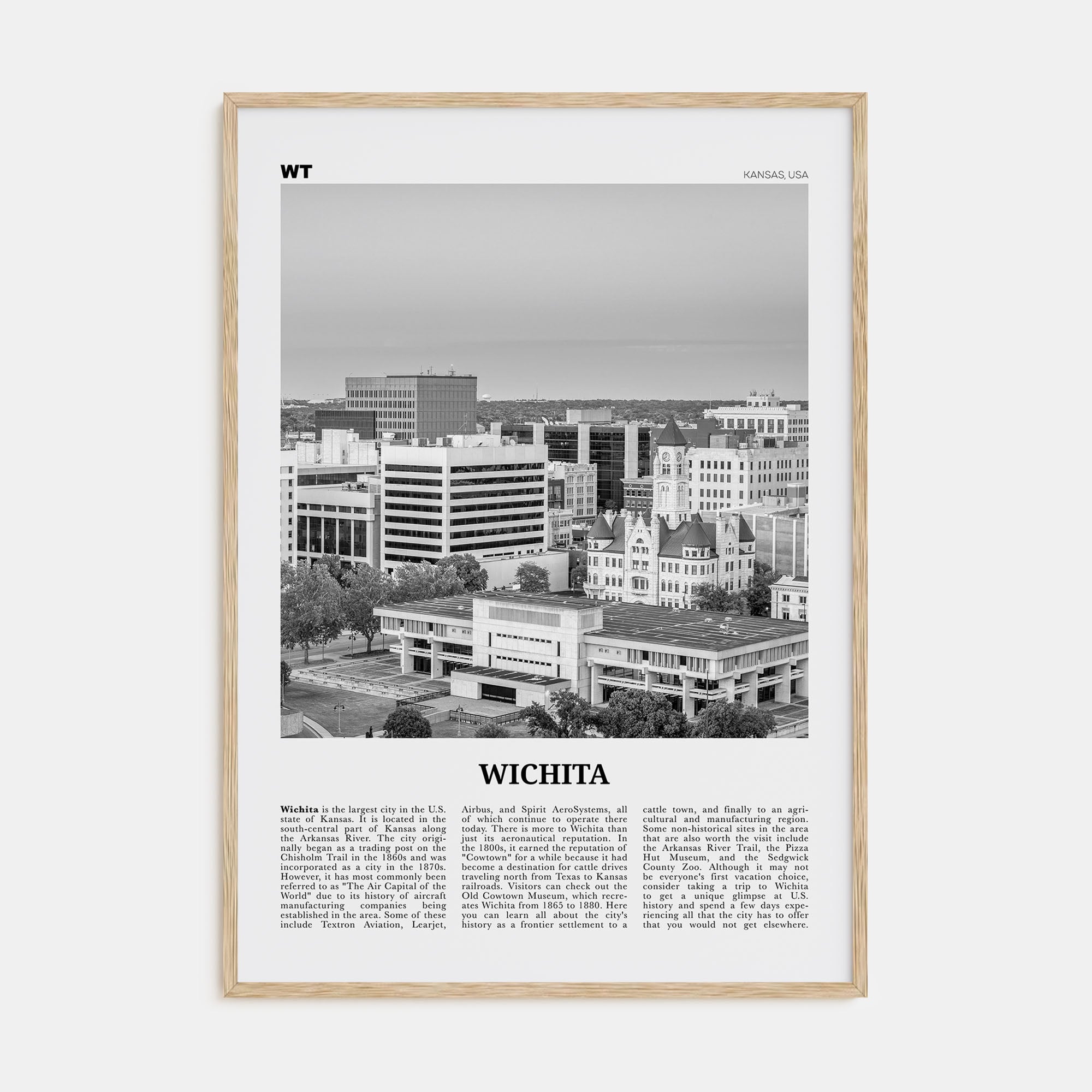 Wichita Travel B&W Poster
