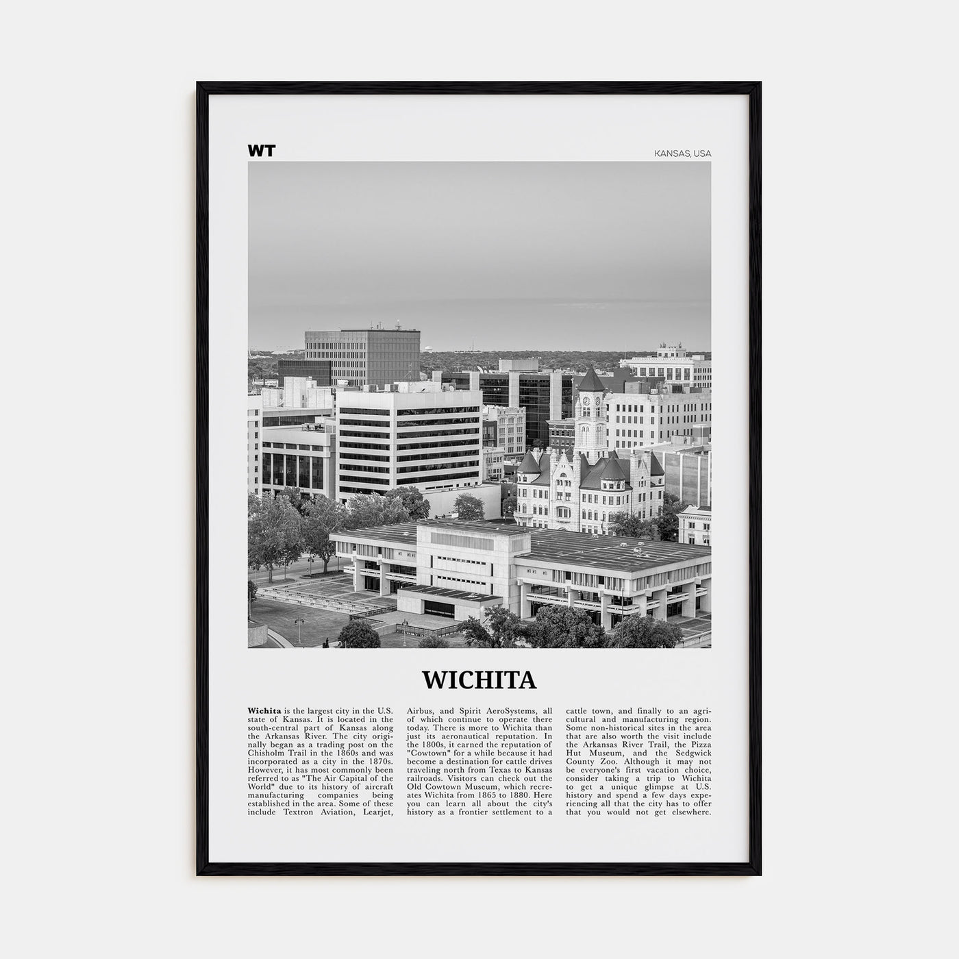 Wichita Travel B&W Poster