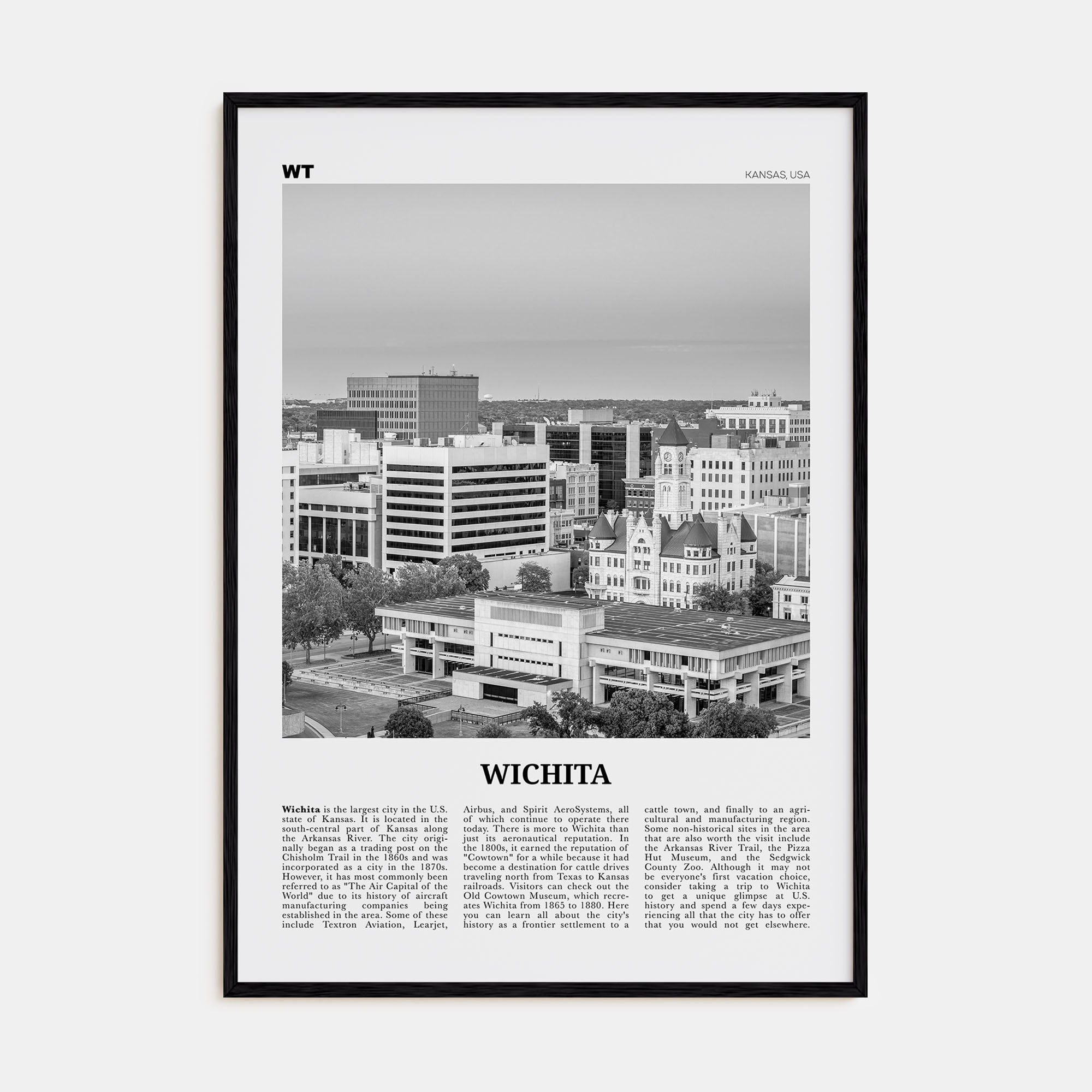 Wichita Travel B&W Poster