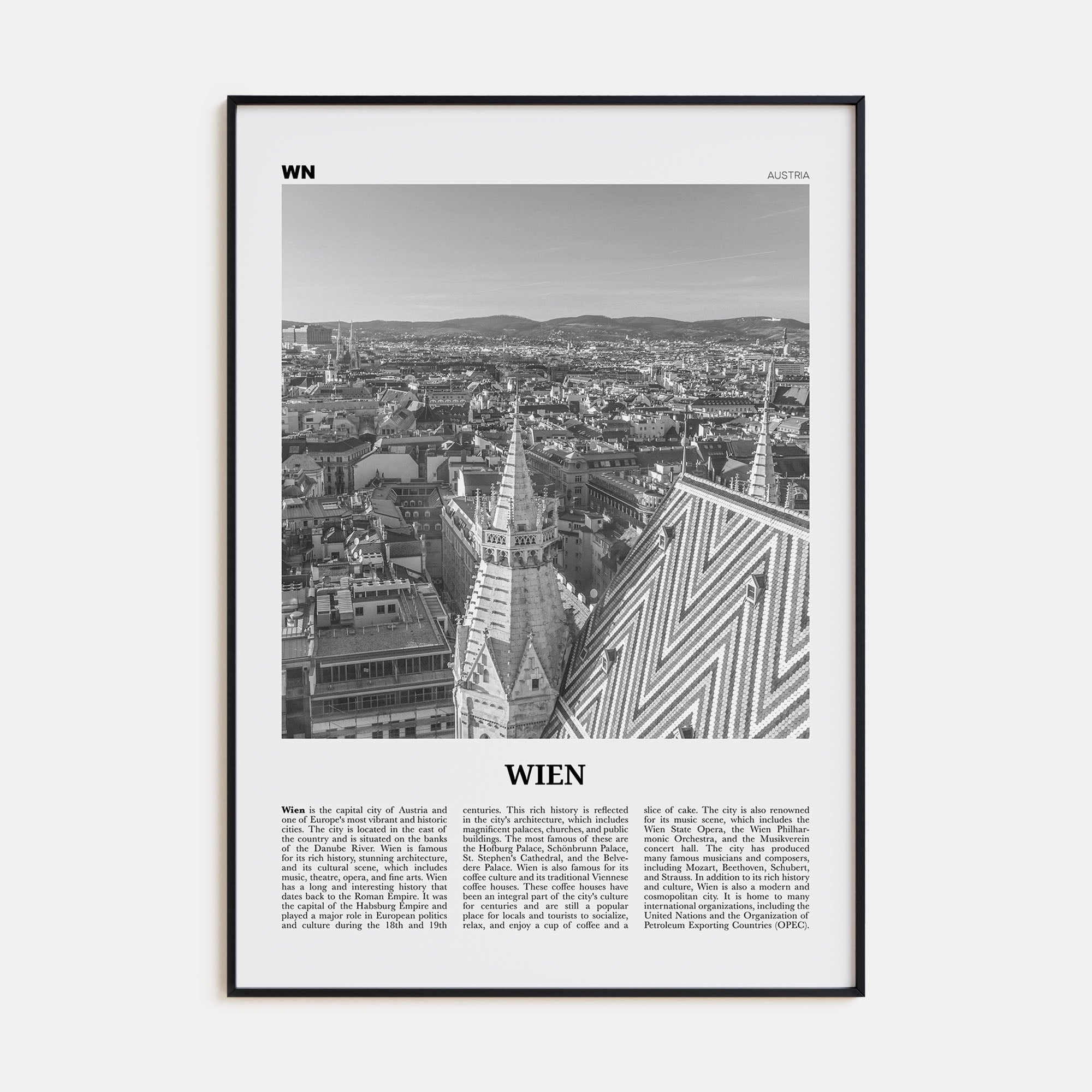 Wien Travel B&W Poster