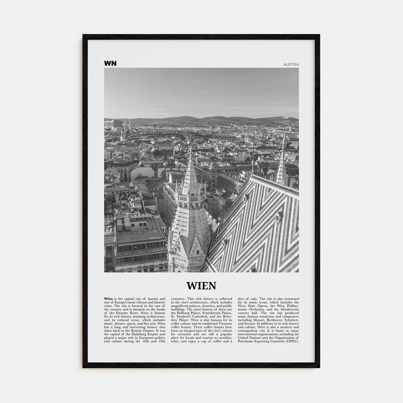 Wien Travel B&W Poster