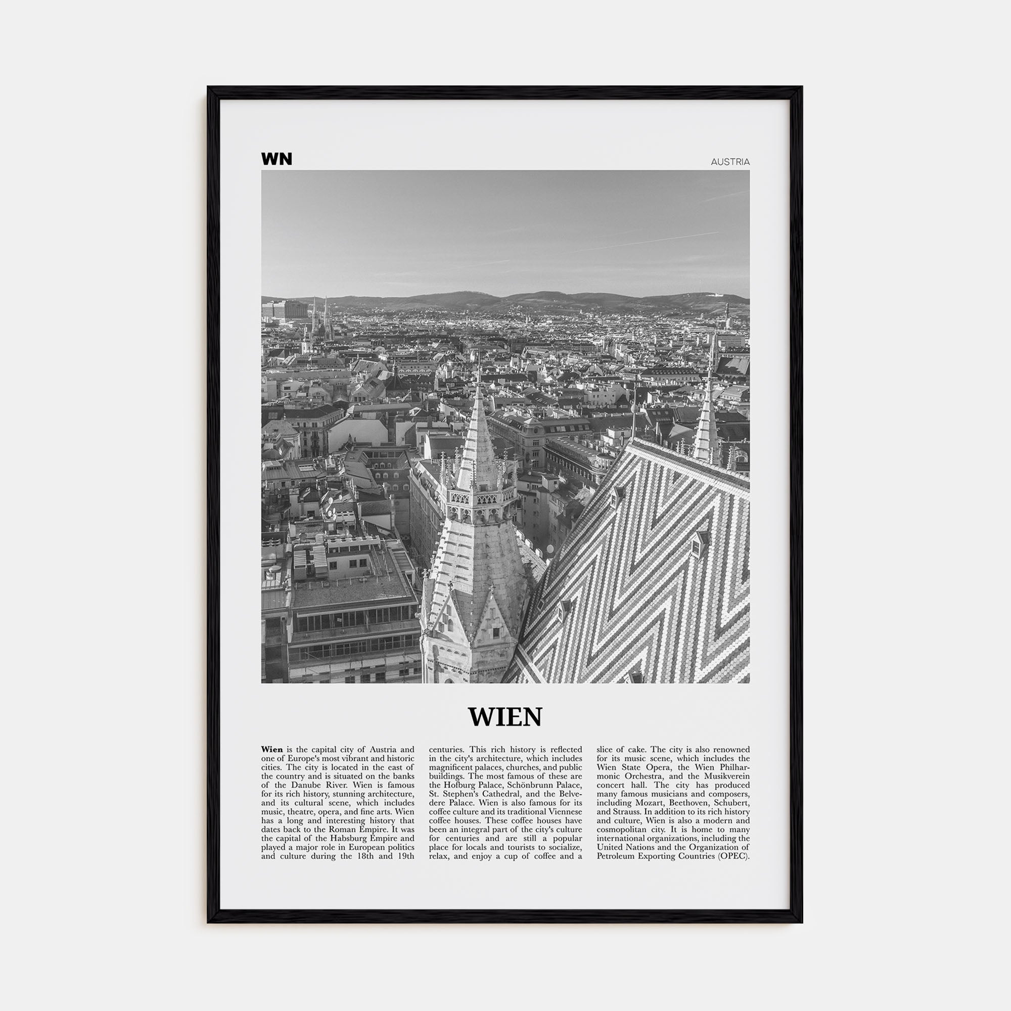 Wien Travel B&W Poster