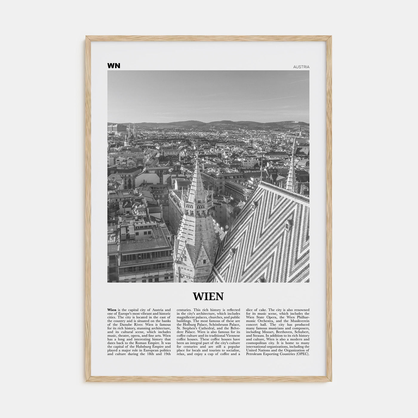Wien Travel B&W Poster
