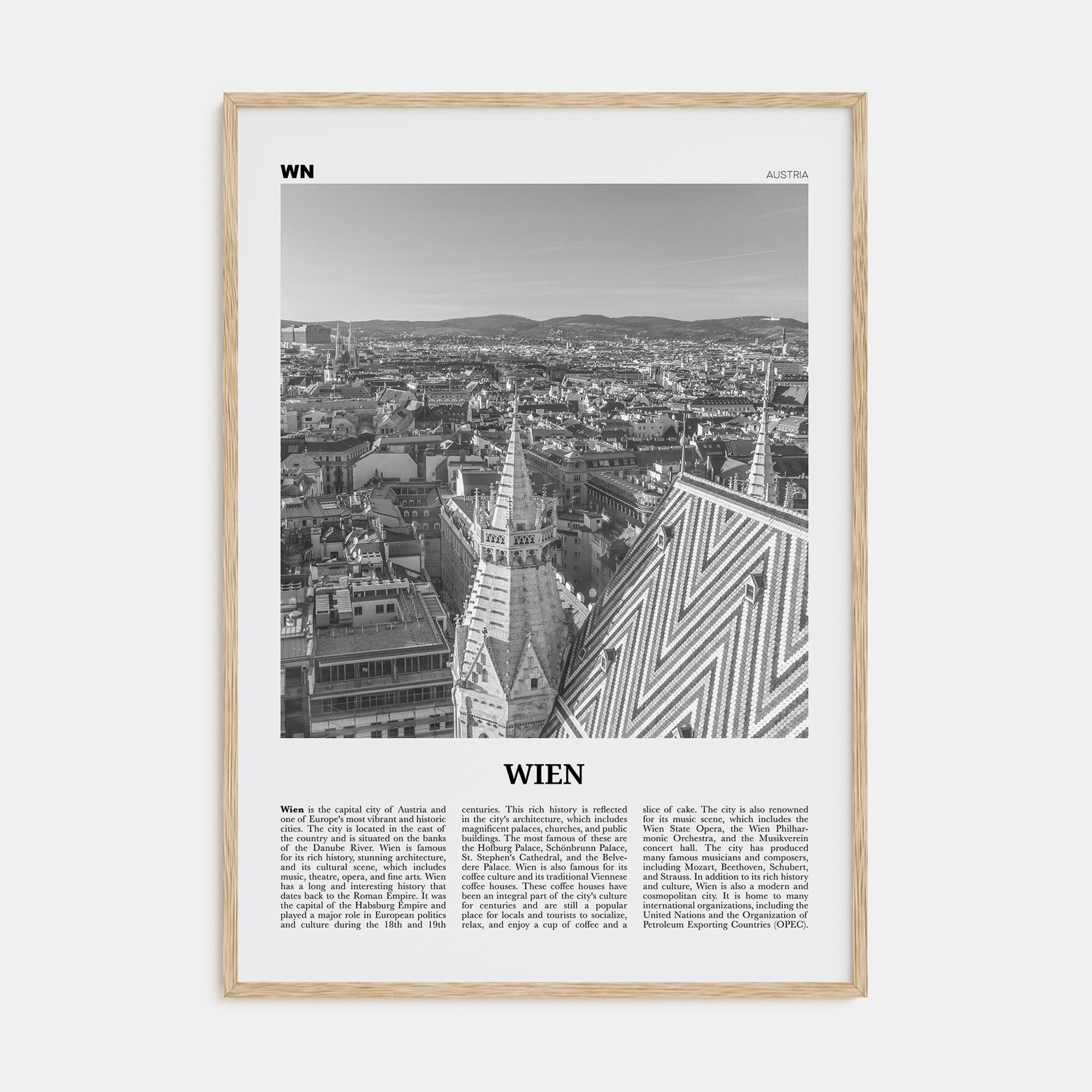 Wien Travel B&W Poster