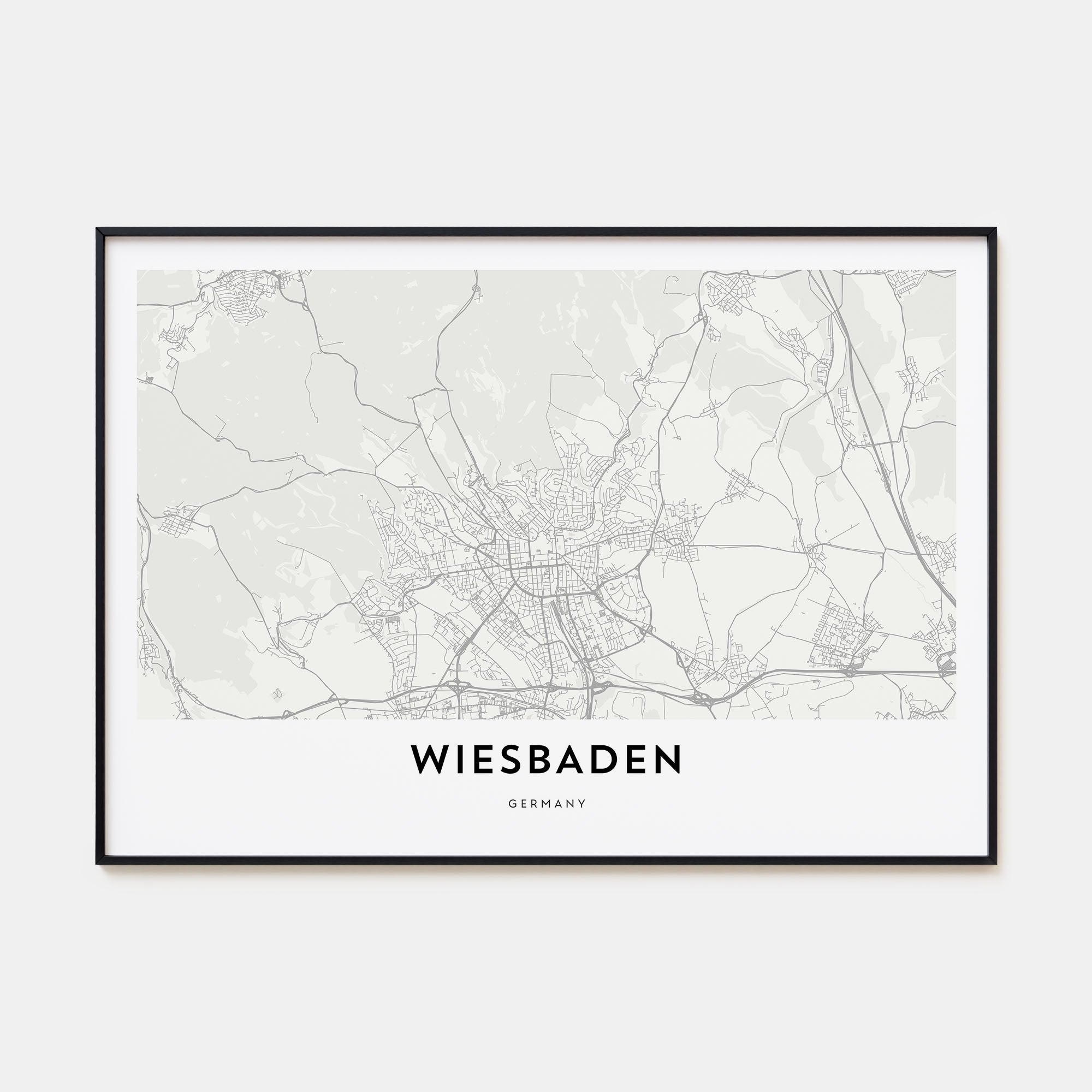 Wiesbaden Map Landscape Poster