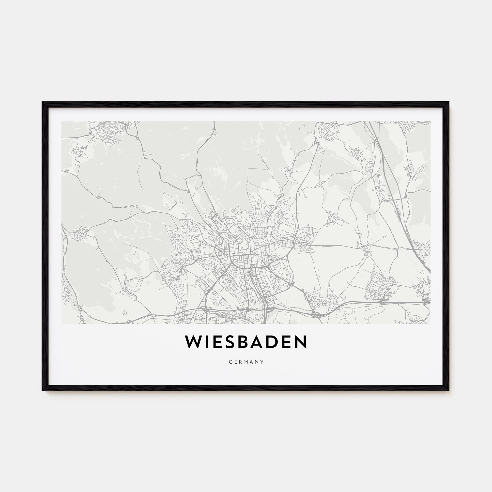 Wiesbaden Map Landscape Poster