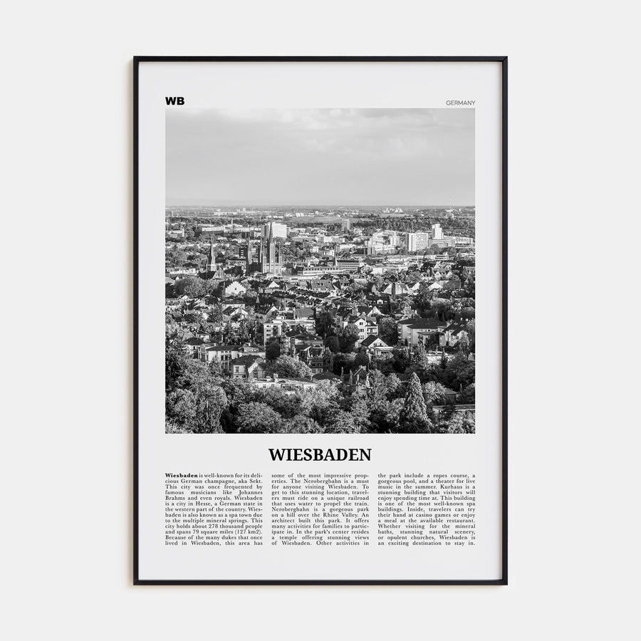 Wiesbaden Travel B&W Poster