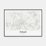 Wigan Map Landscape Poster