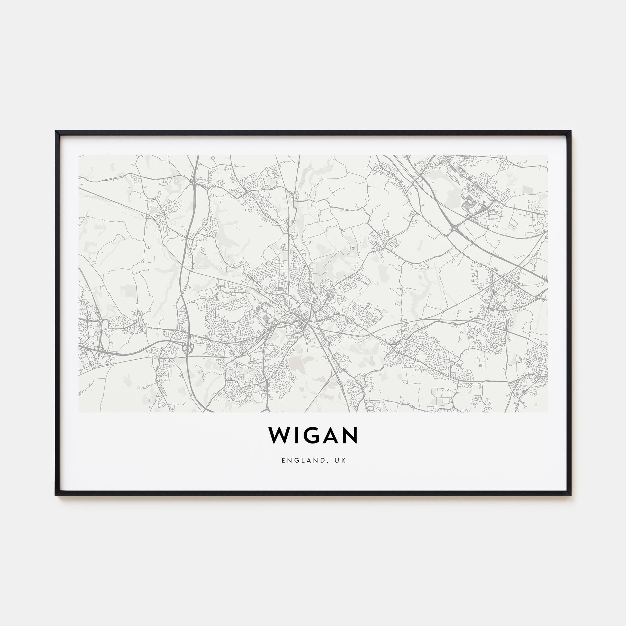 Wigan Map Landscape Poster
