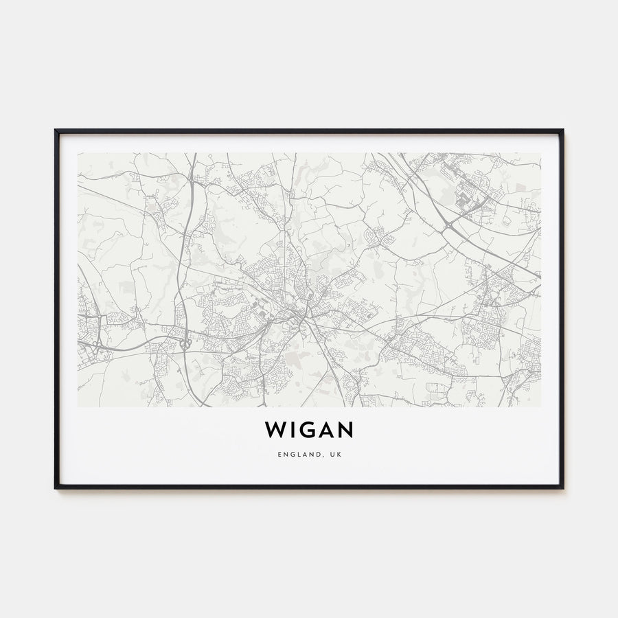 Wigan Map Landscape Poster