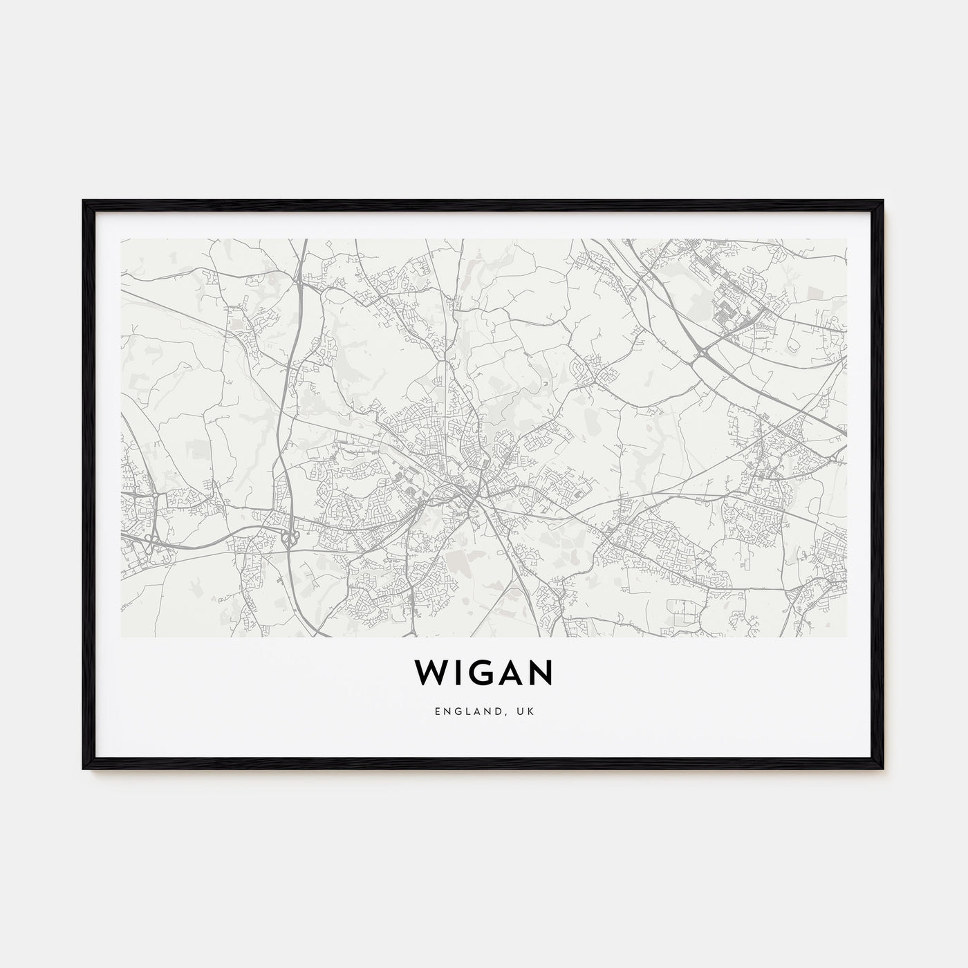 Wigan Map Landscape Poster