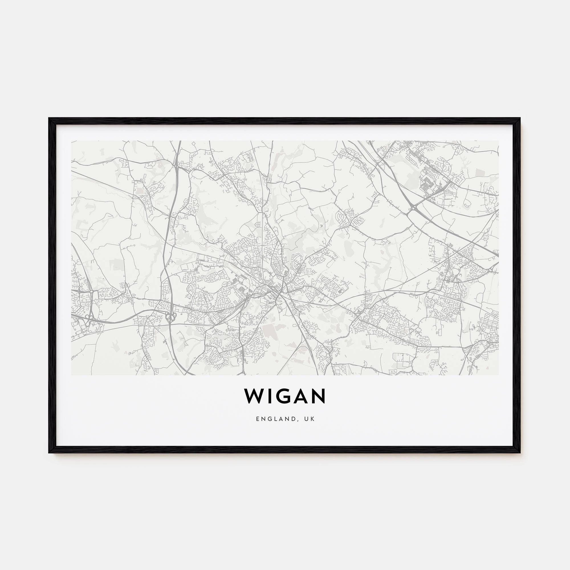 Wigan Map Landscape Poster