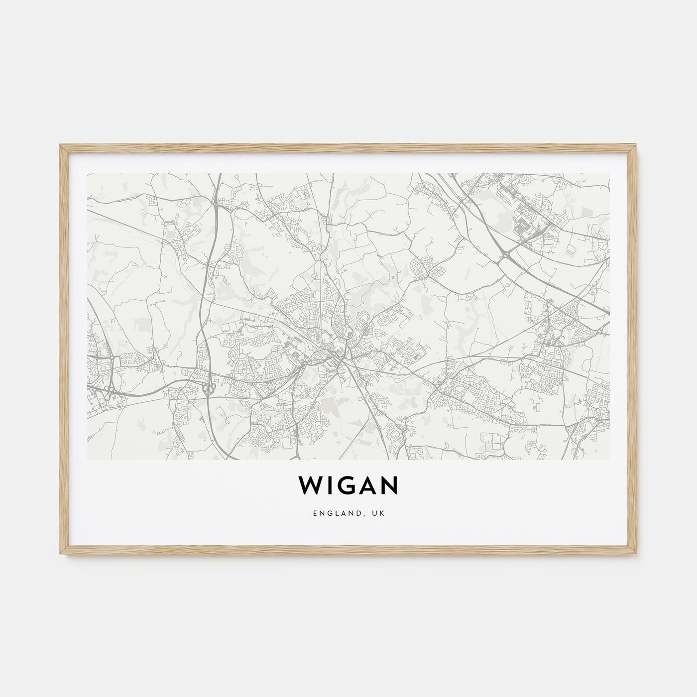 Wigan Map Landscape Poster