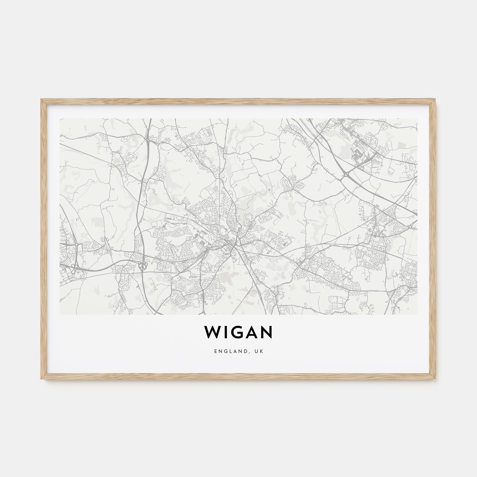 Wigan Map Landscape Poster