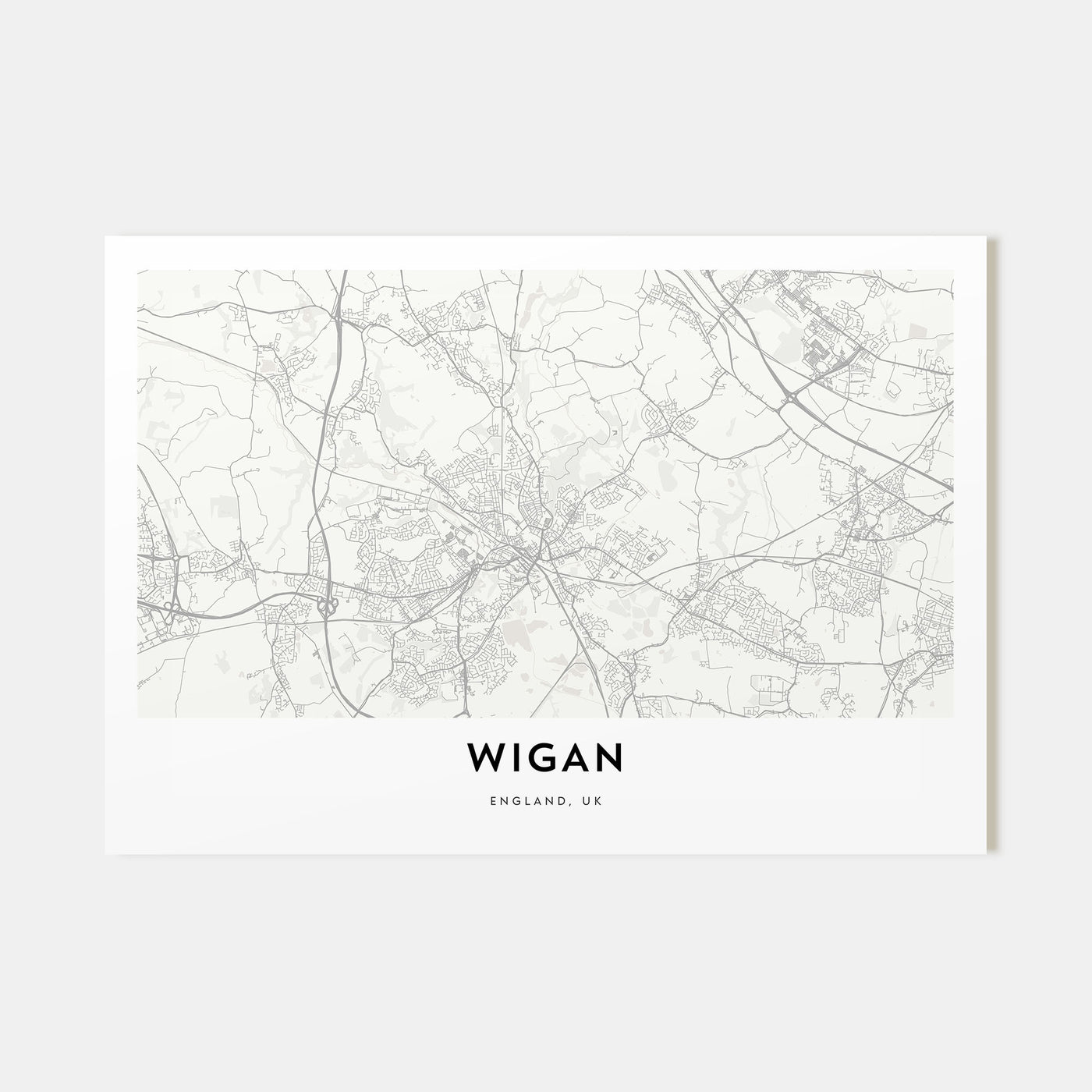 Wigan Map Landscape Poster