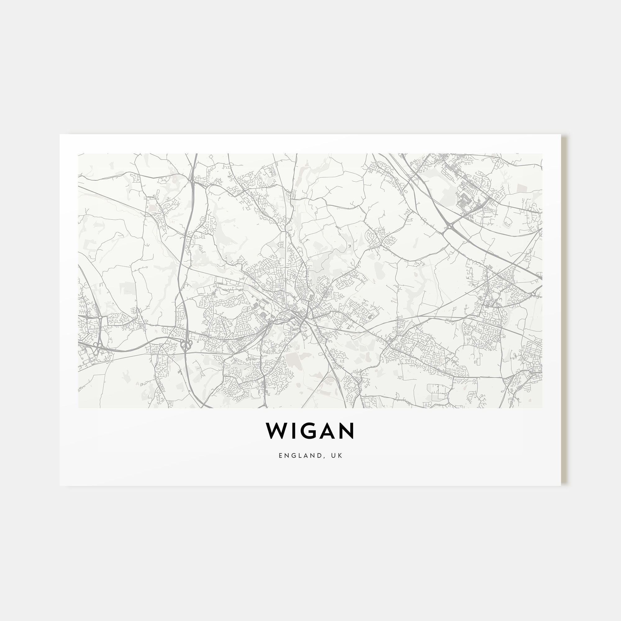 Wigan Map Landscape Poster