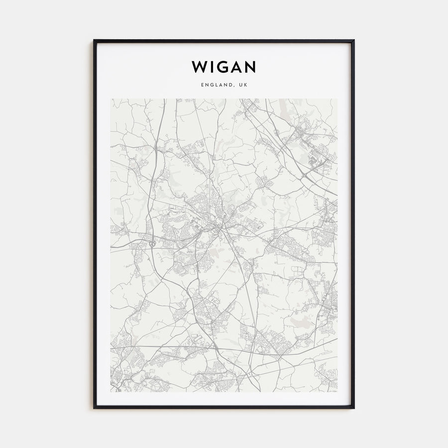 Wigan Map Portrait Poster