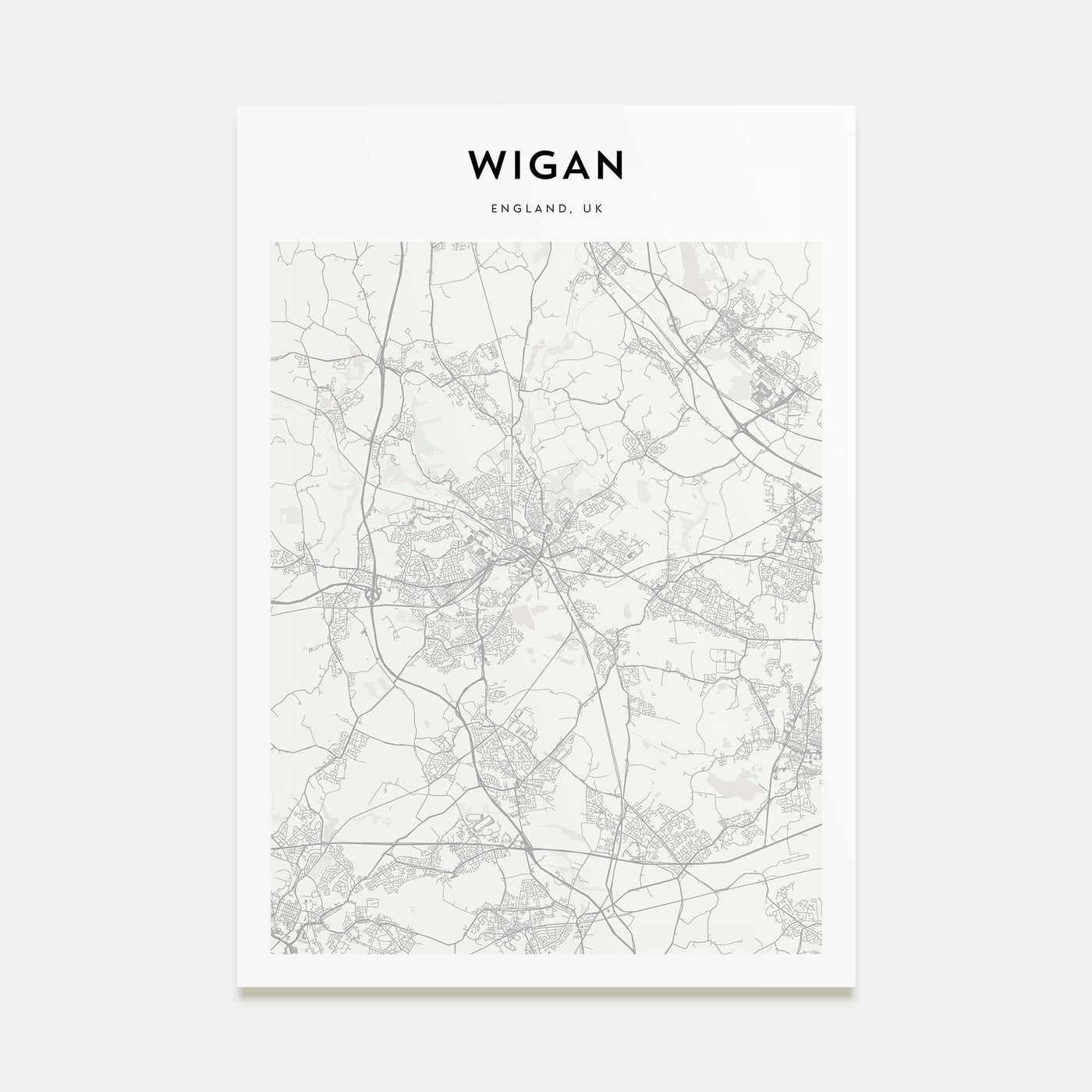 Wigan Map Portrait Poster
