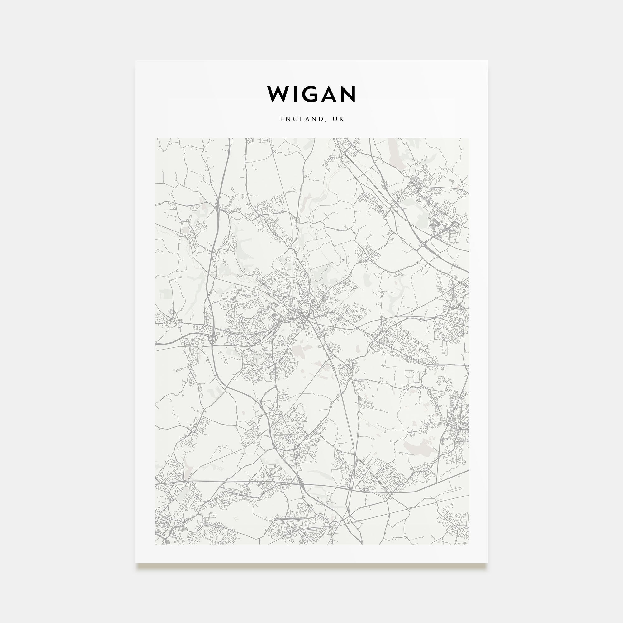 Wigan Map Portrait Poster