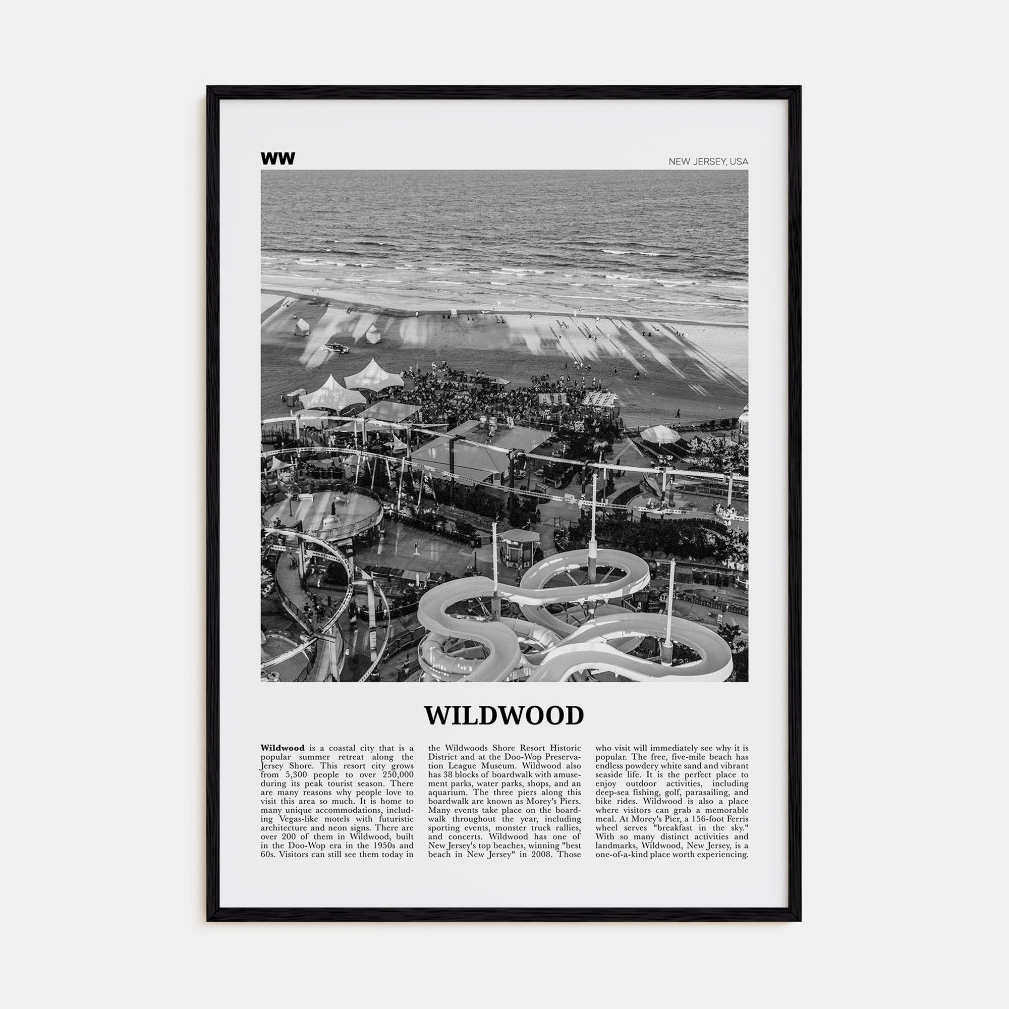 Wildwood Travel B&W Poster