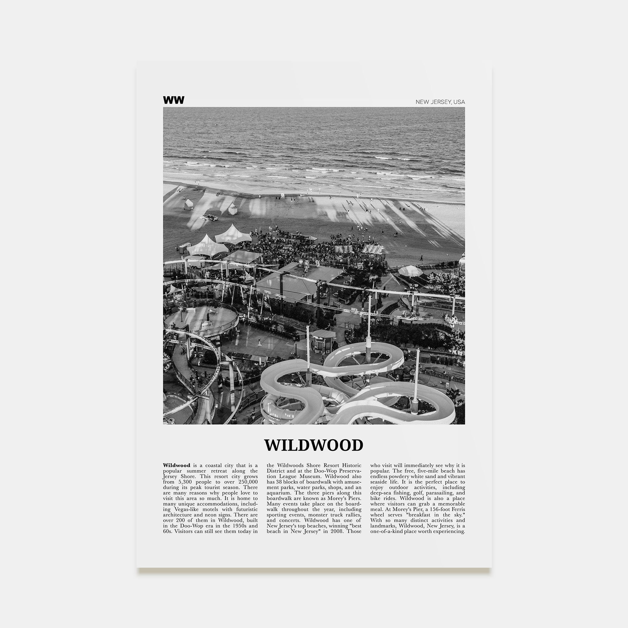 Wildwood Travel B&W Poster