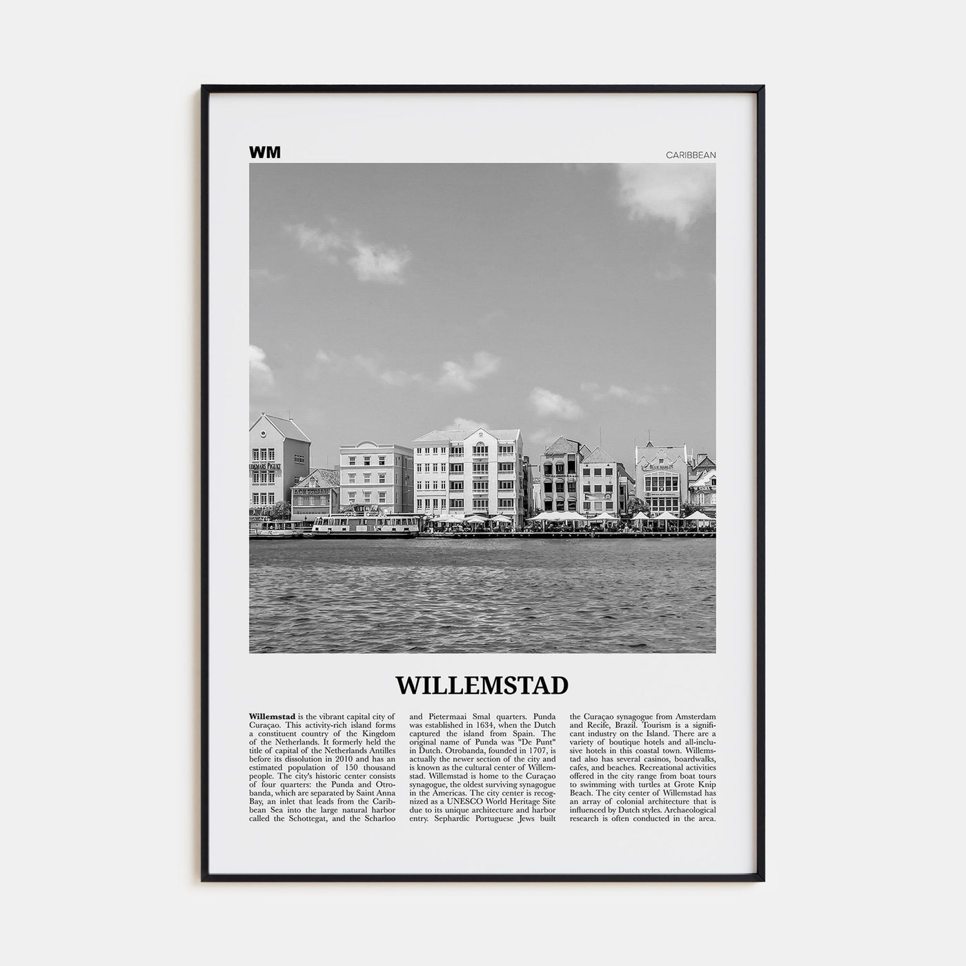 Willemstad Travel B&W Poster