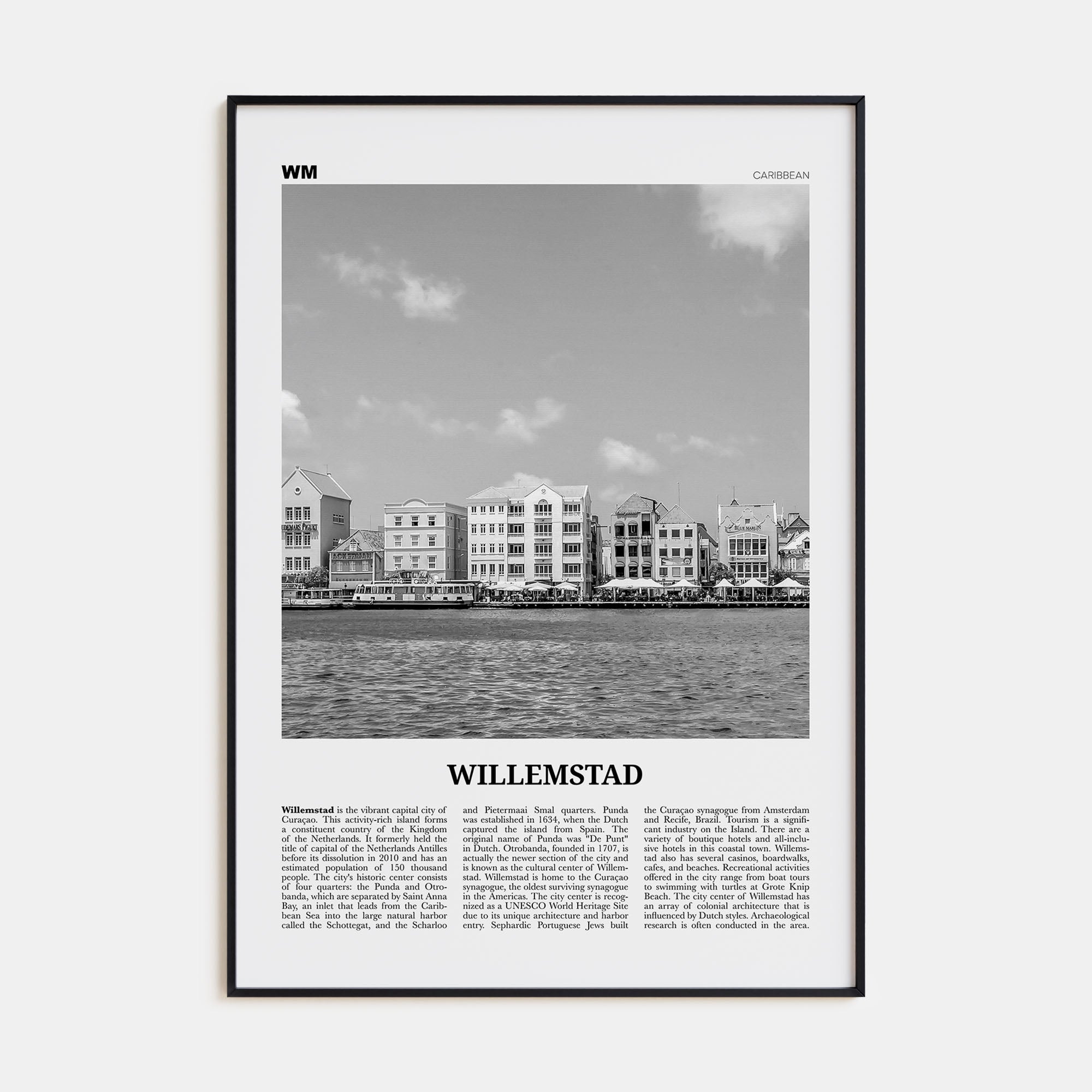 Willemstad Travel B&W Poster