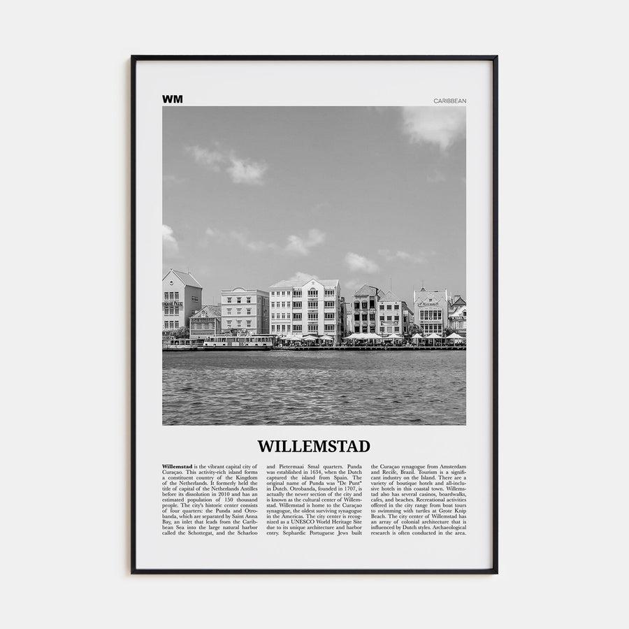 Willemstad Travel B&W Poster