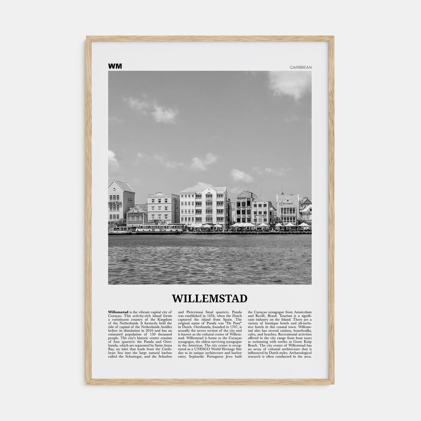 Willemstad Travel B&W Poster