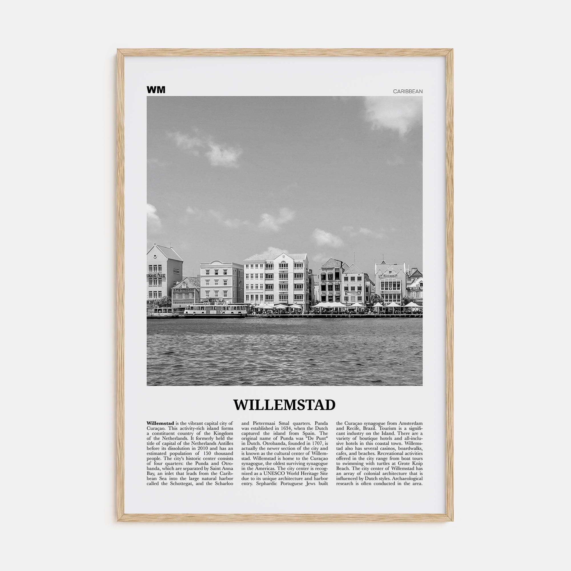 Willemstad Travel B&W Poster