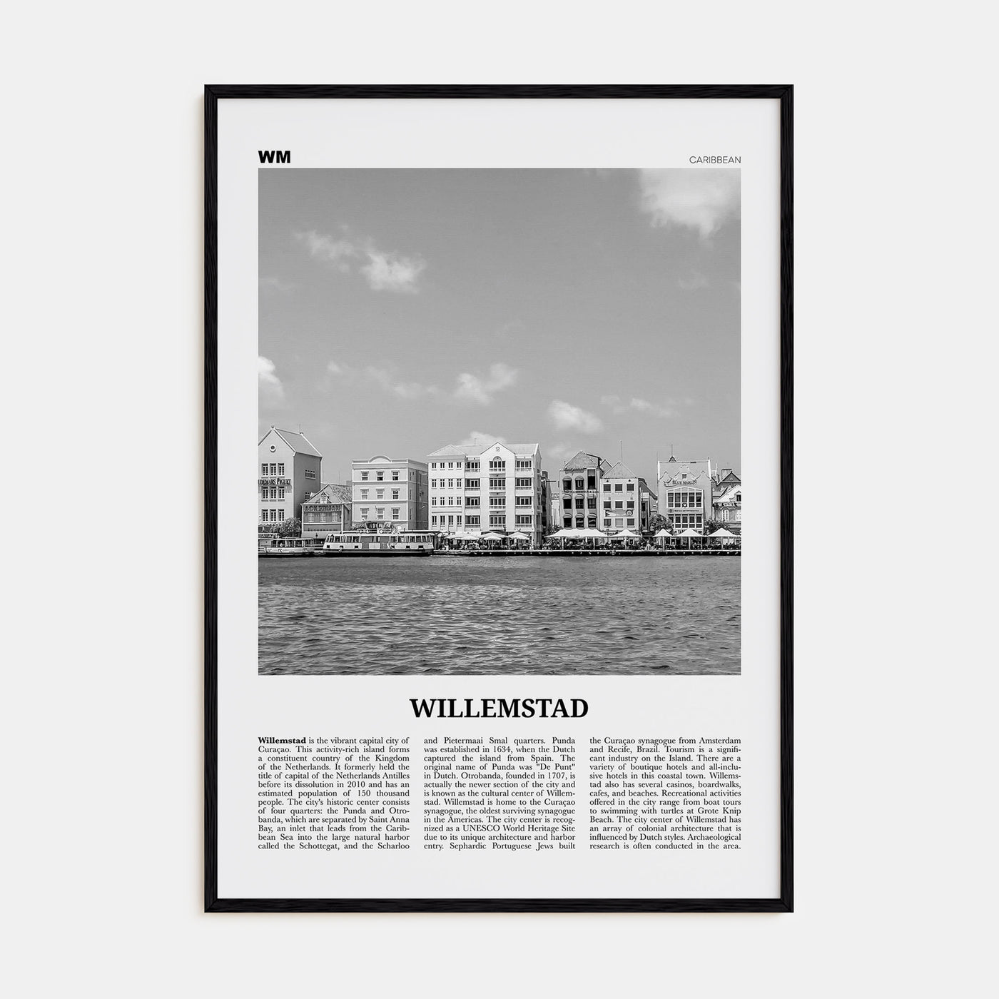 Willemstad Travel B&W Poster