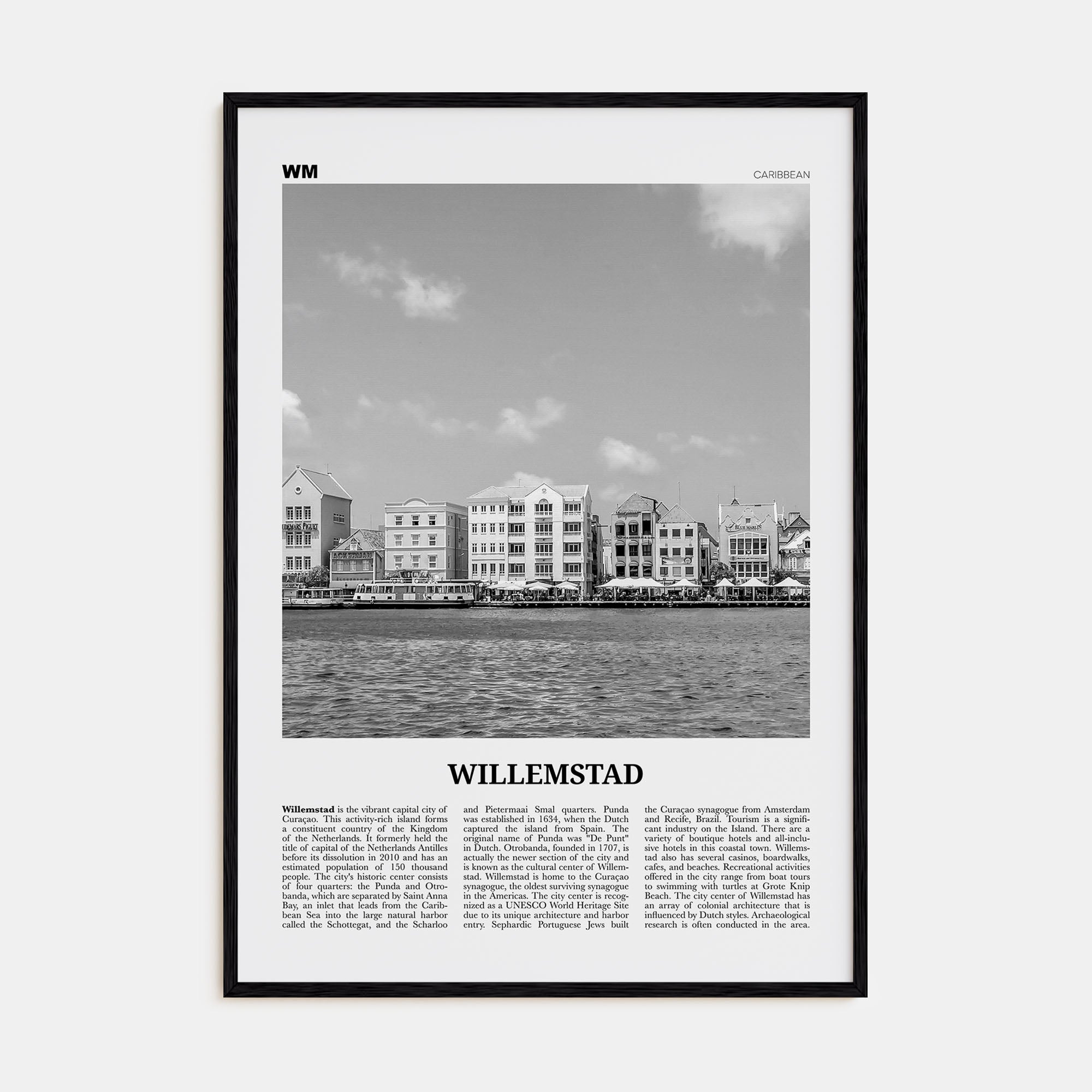 Willemstad Travel B&W Poster