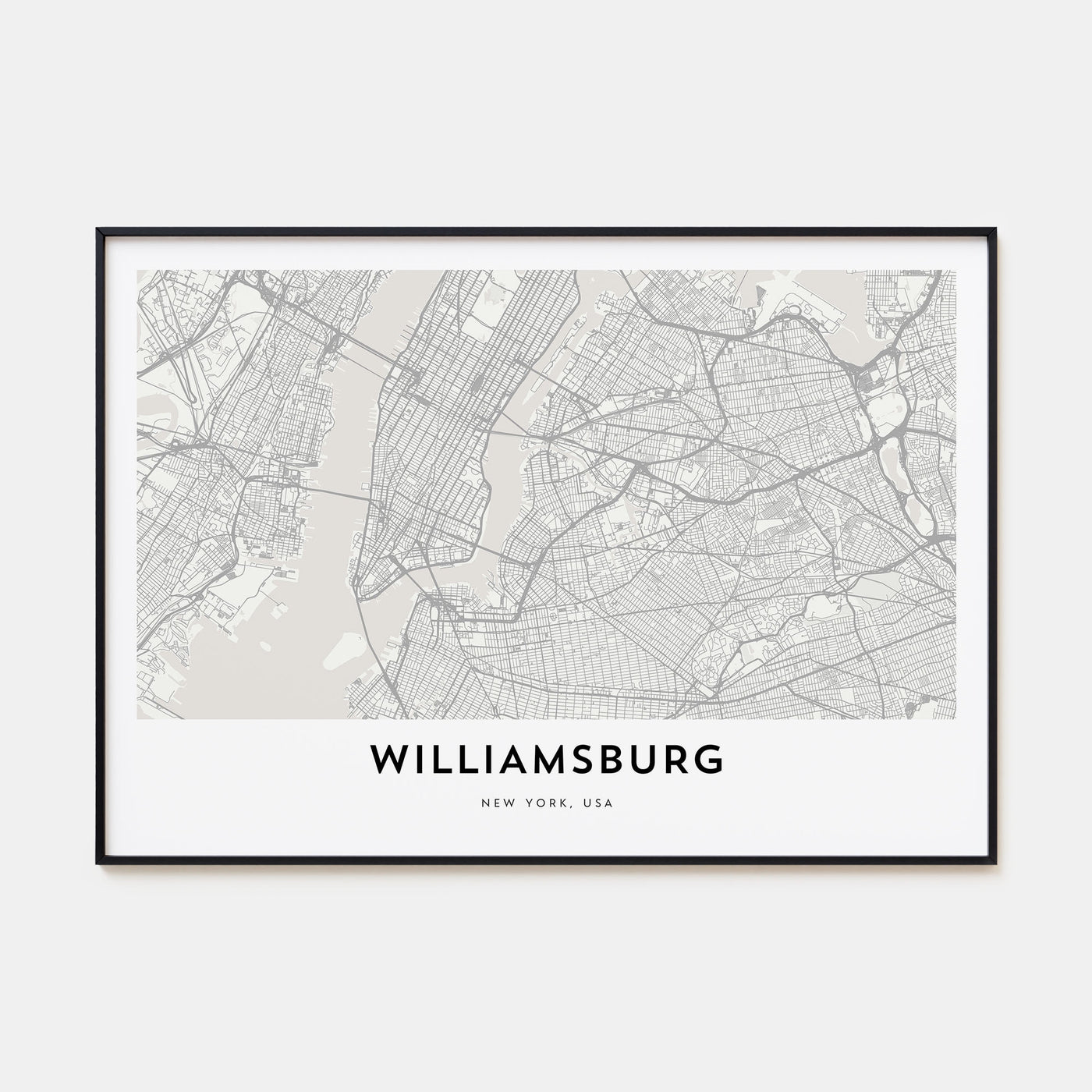 Williamsburg, New York Map Landscape Poster