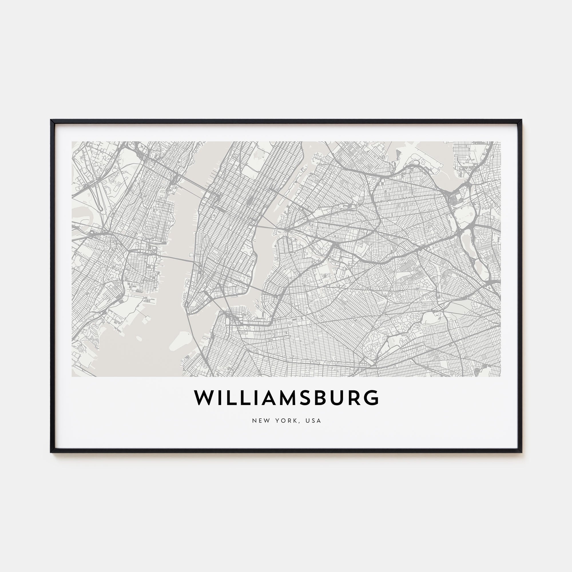 Williamsburg, New York Map Landscape Poster