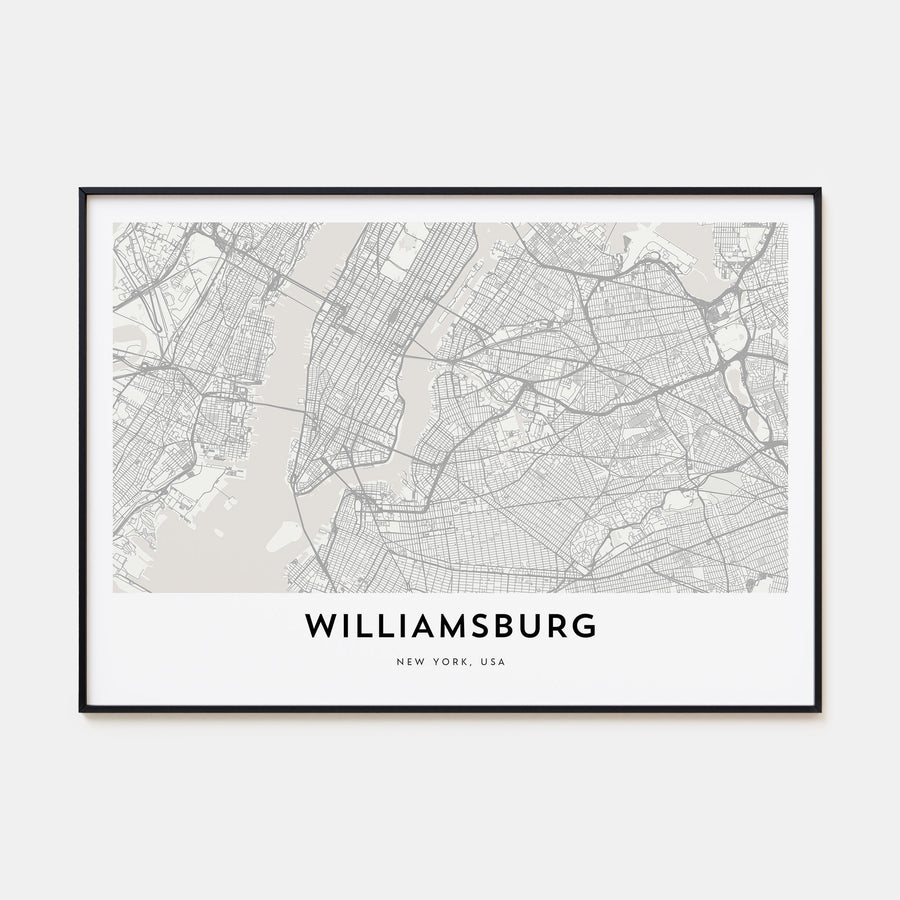 Williamsburg, New York Map Landscape Poster