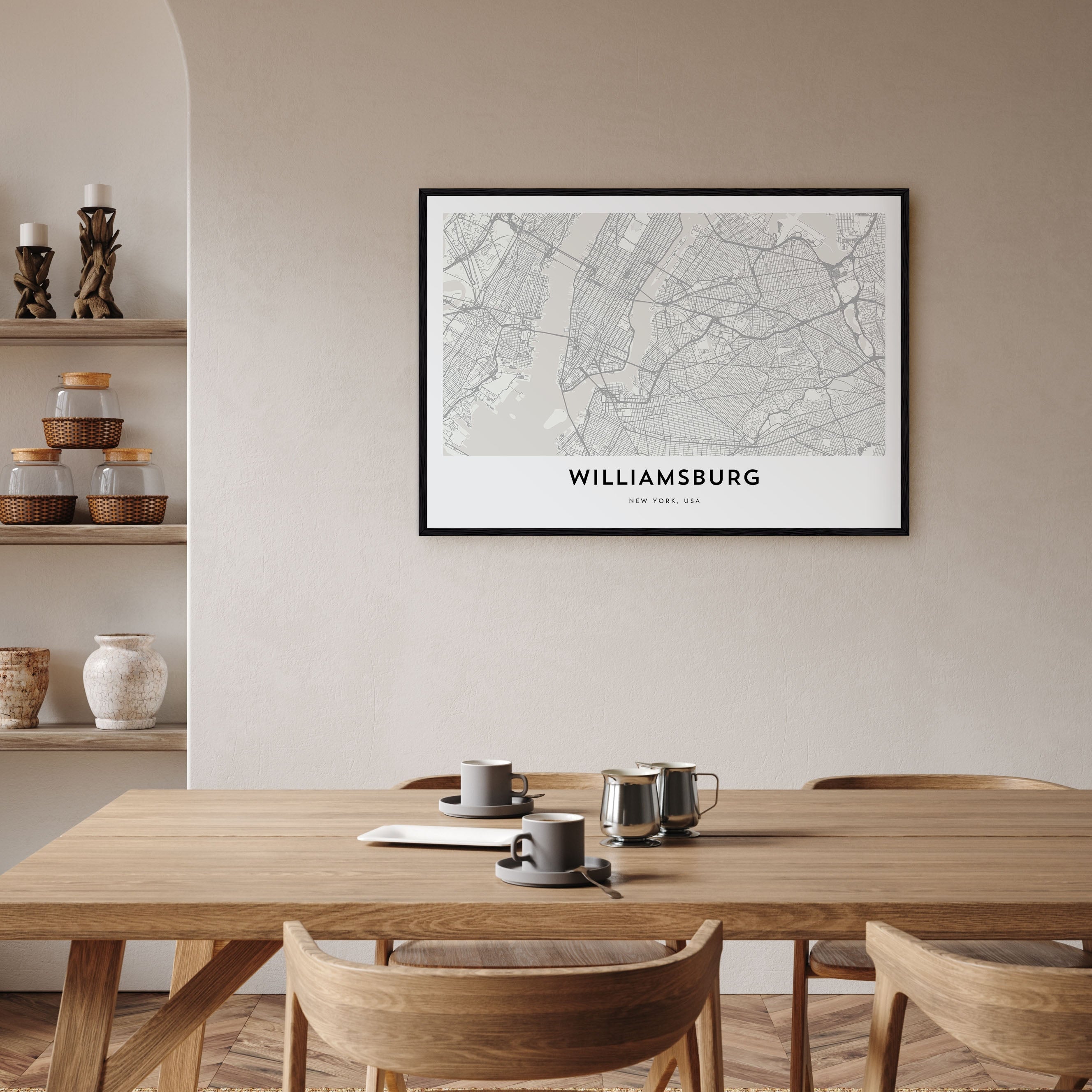 Williamsburg, New York Map Landscape Poster