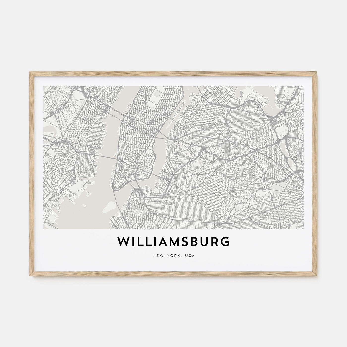 Williamsburg, New York Map Landscape Poster