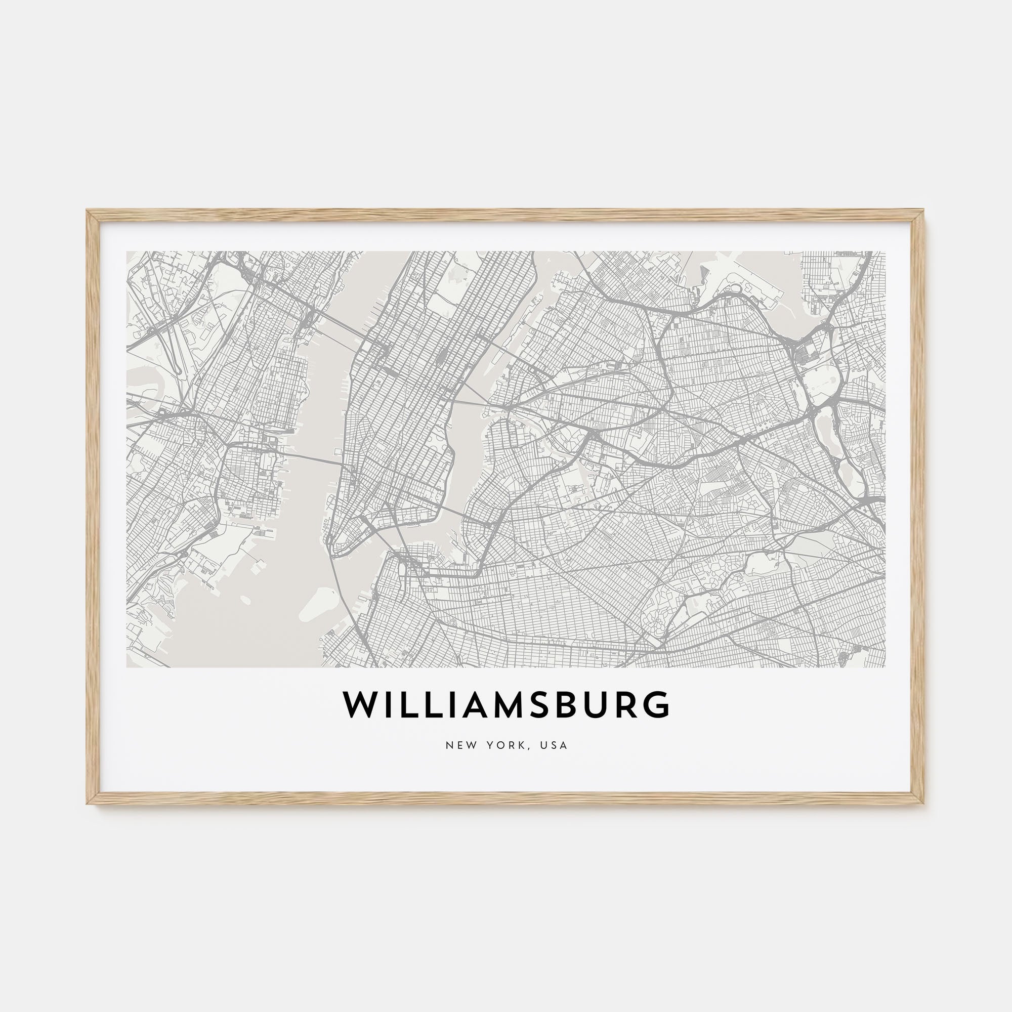 Williamsburg, New York Map Landscape Poster