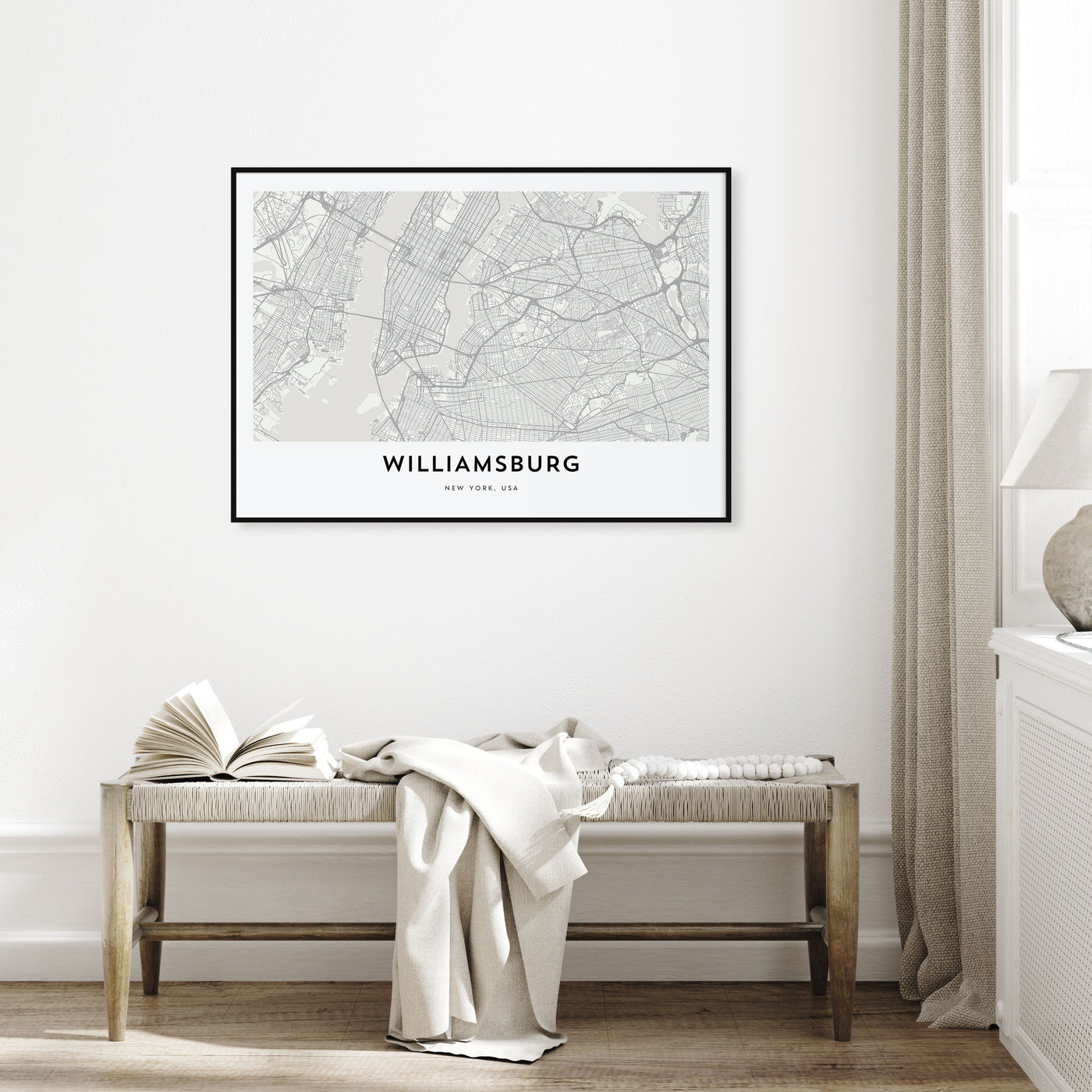 Williamsburg, New York Map Landscape Poster