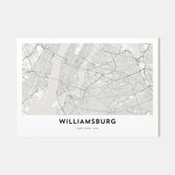 Williamsburg, New York Map Landscape Poster