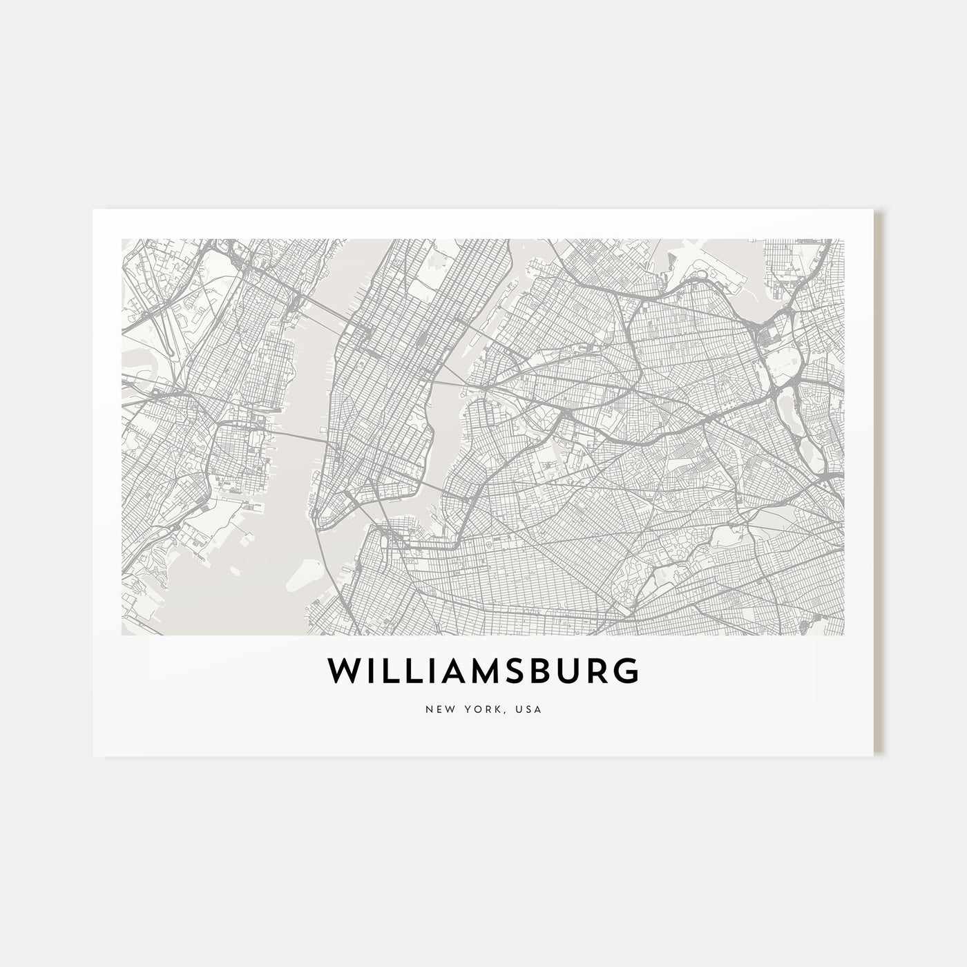 Williamsburg, New York Map Landscape Poster