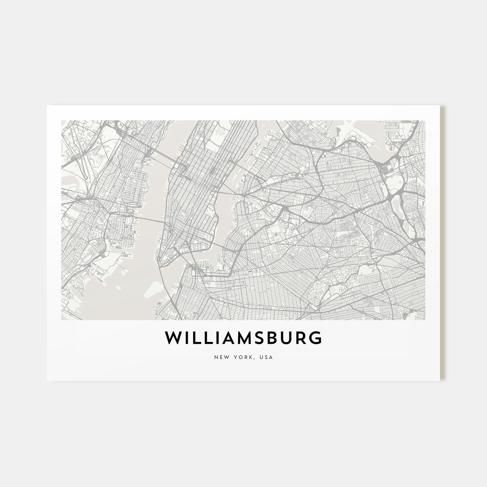 Williamsburg, New York Map Landscape Poster