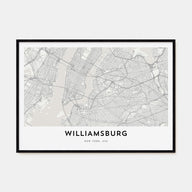 Williamsburg, New York Map Landscape Poster