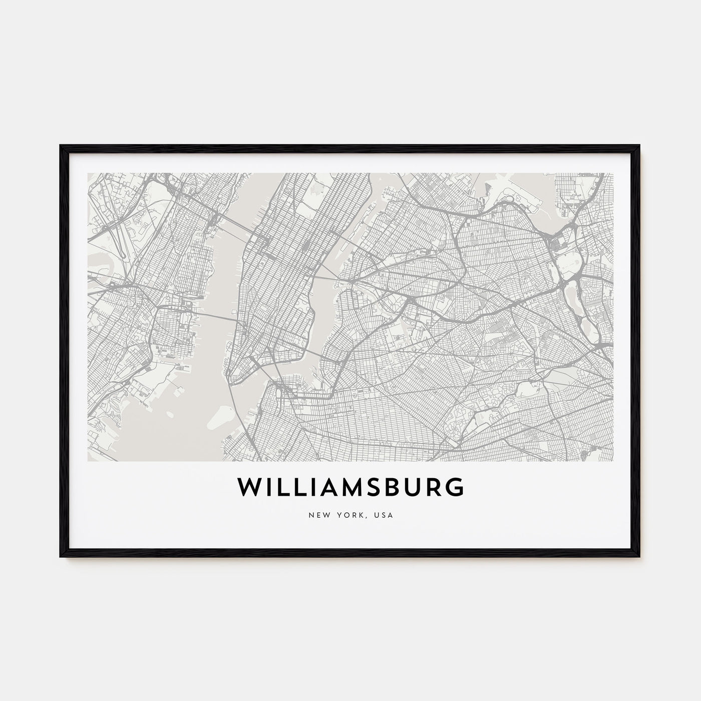 Williamsburg, New York Map Landscape Poster