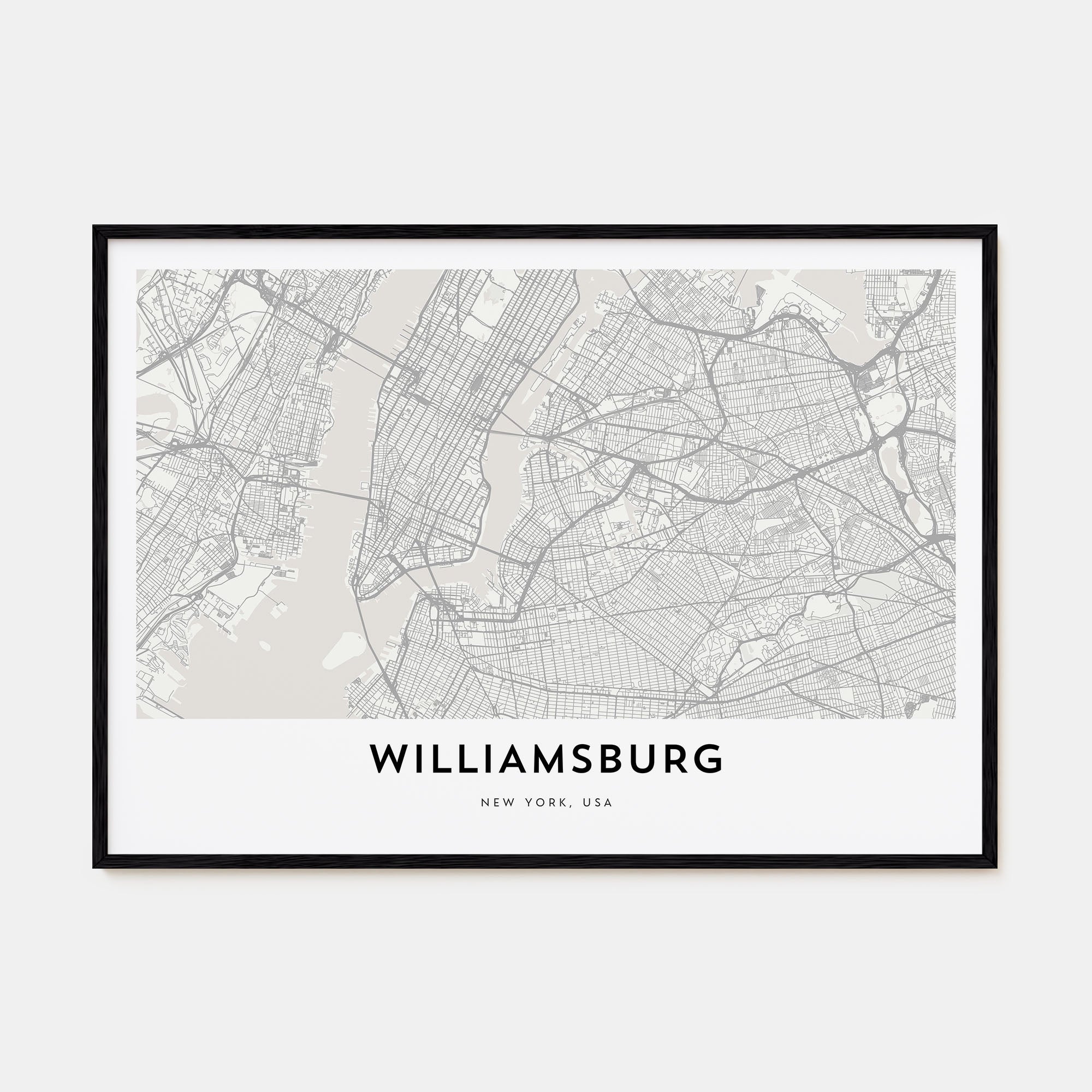 Williamsburg, New York Map Landscape Poster