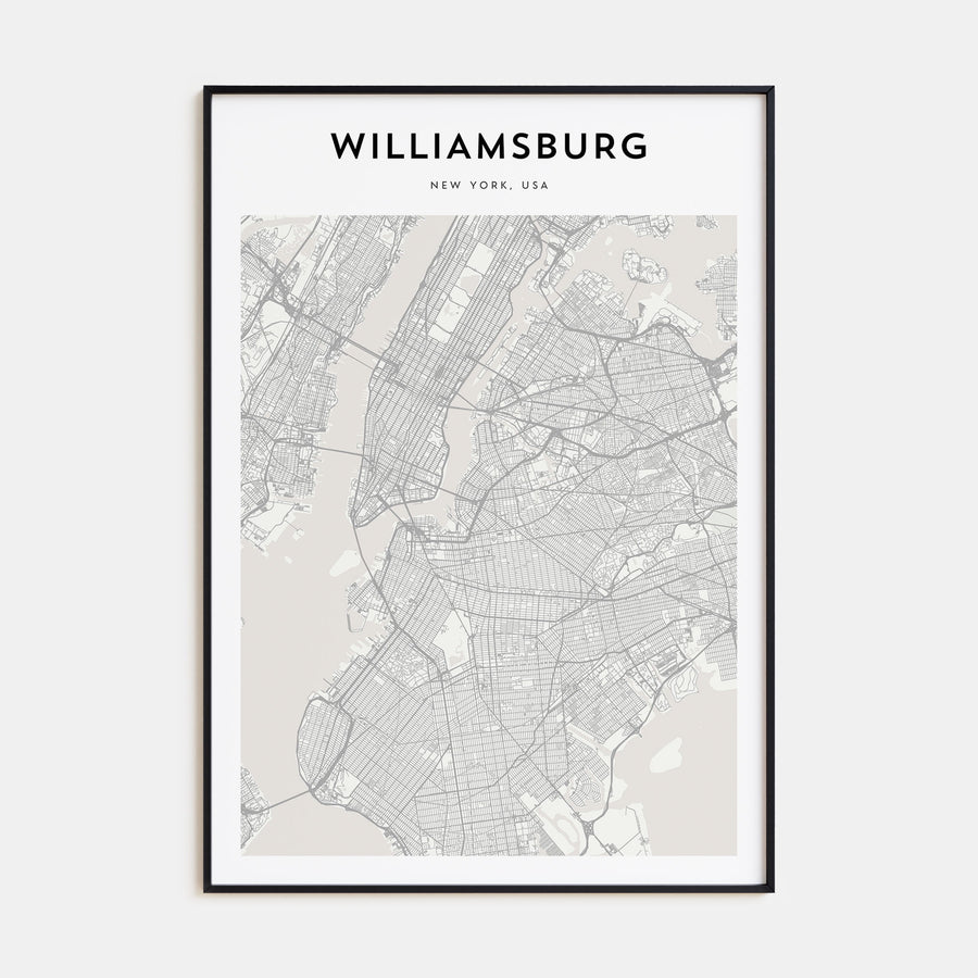 Williamsburg, New York Map Portrait Poster
