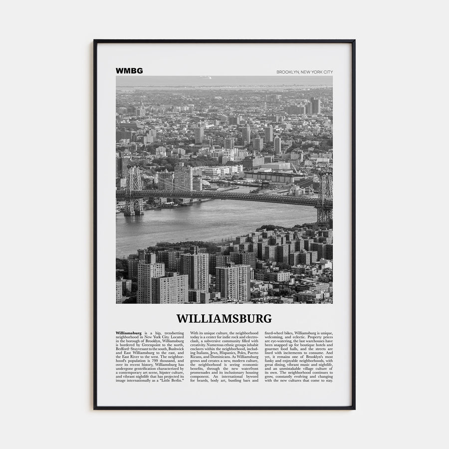 Williamsburg, New York Travel B&W No 1 Poster