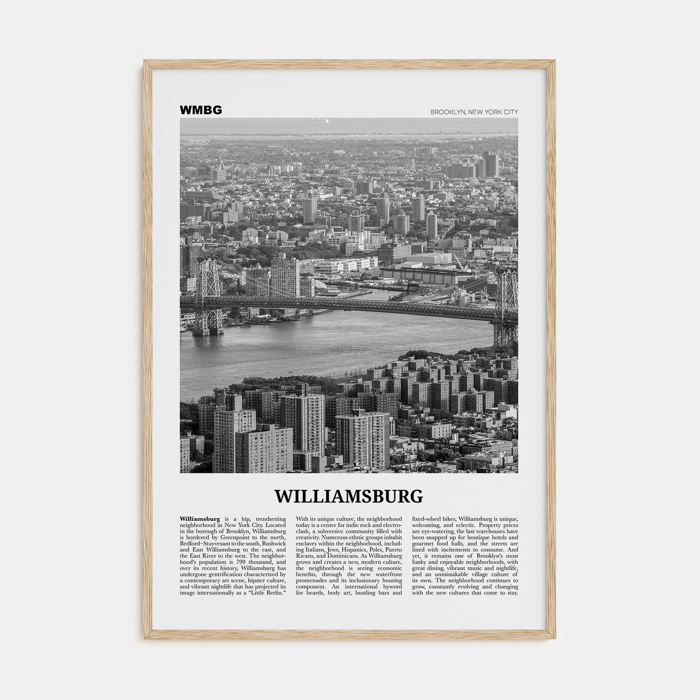 Williamsburg, New York Travel B&W No 1 Poster