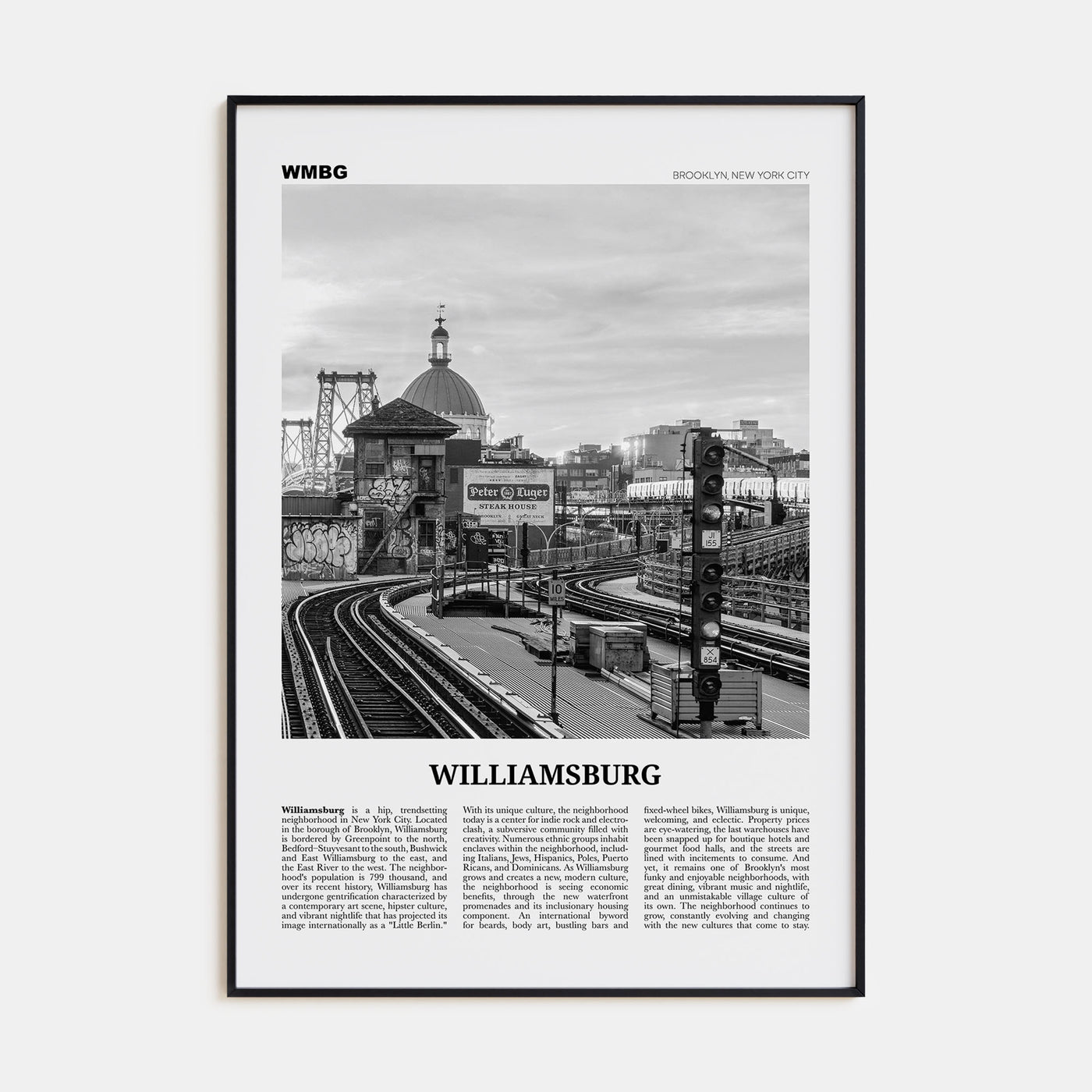 Williamsburg, New York Travel B&W No 2 Poster