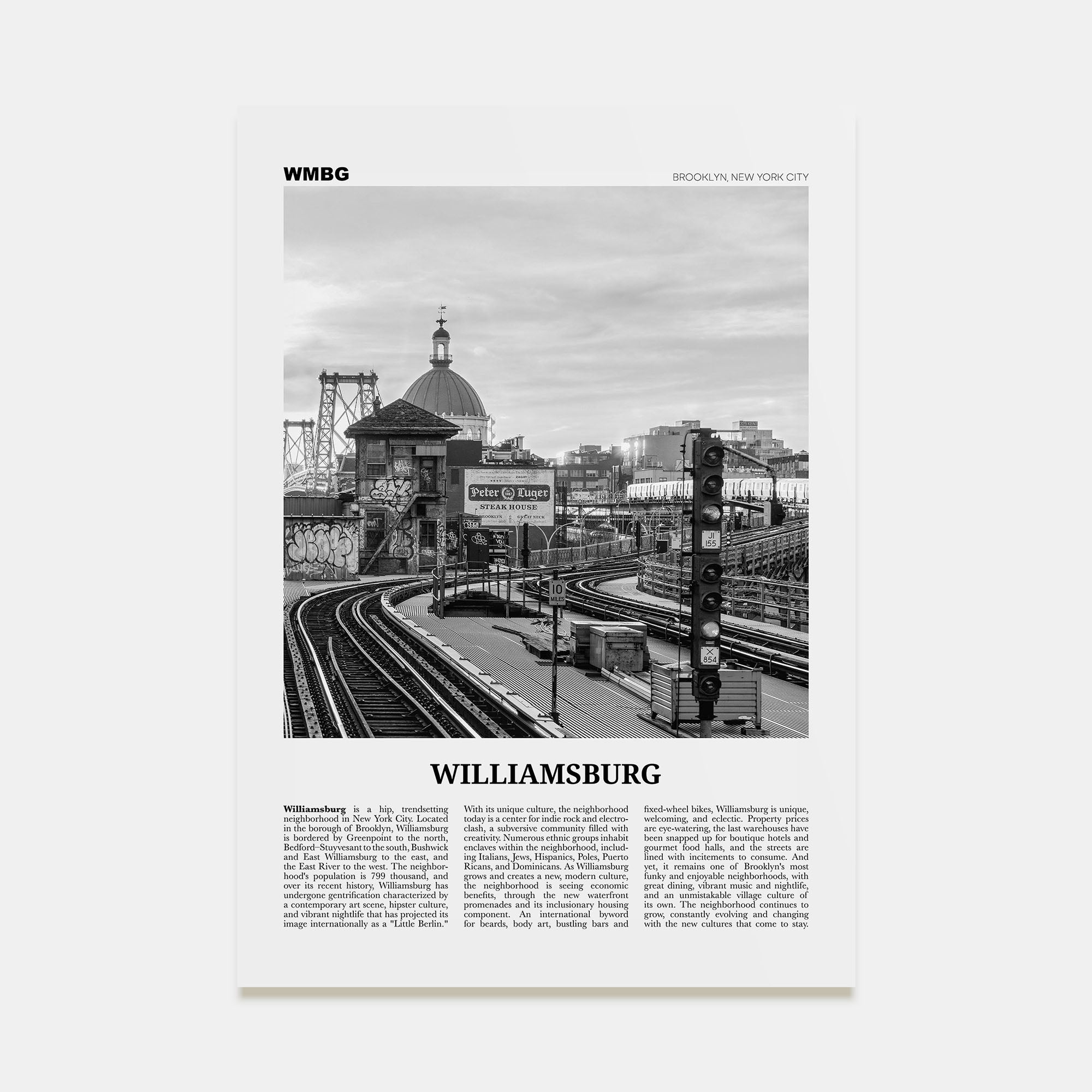 Williamsburg, New York Travel B&W No 2 Poster